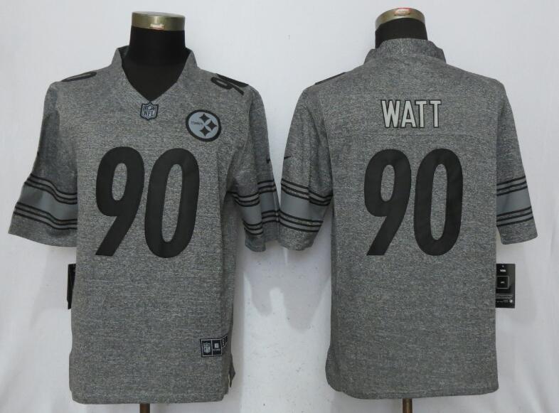 Men Pittsburgh Steelers #90 Watt Gray Stitched Gridiron Gray Limited Nike NFL Jerseys->pittsburgh steelers->NFL Jersey